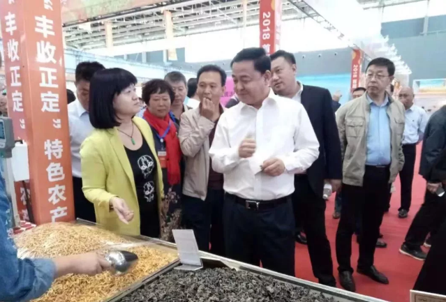 张业参观2018首届“丰收正定”特色农产品展销会